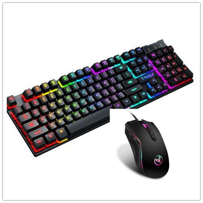 Gaming USB Lysende Kablet Tastatur med Flytende Manipulator