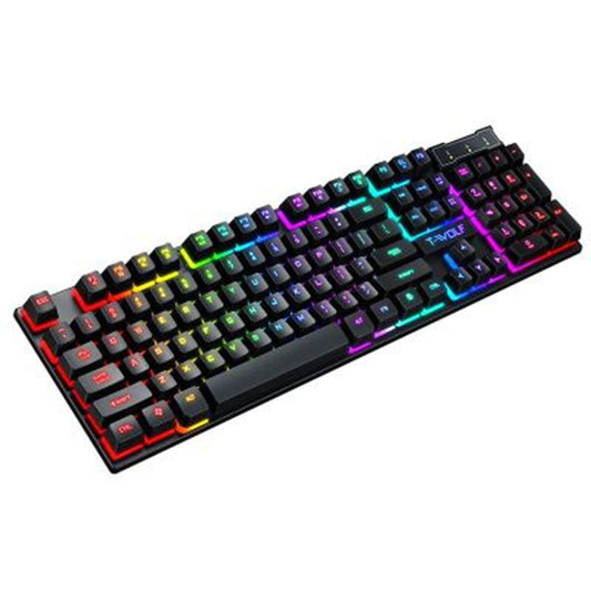 Gaming USB Lysende Kablet Tastatur med Flytende Manipulator